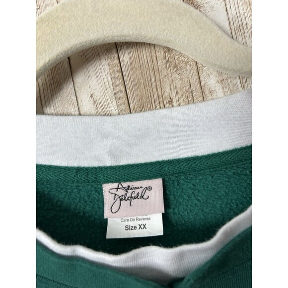 VTG 90’s Adrian Delafield Women's Green Embroidered Size 2XL Granny Sweater - Picture 2 of 3